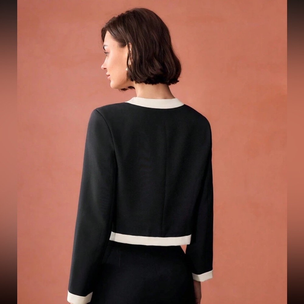 **NWT** SHEIN MOTF Black and Cream Jacket - Picture 4 of 9